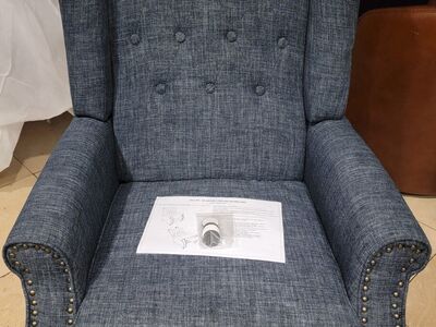 New Assembled Homesvale Push Back Recliner Chair with Nailhead Trim, Denim Blue Polyester Fabric, Living Room Recliner