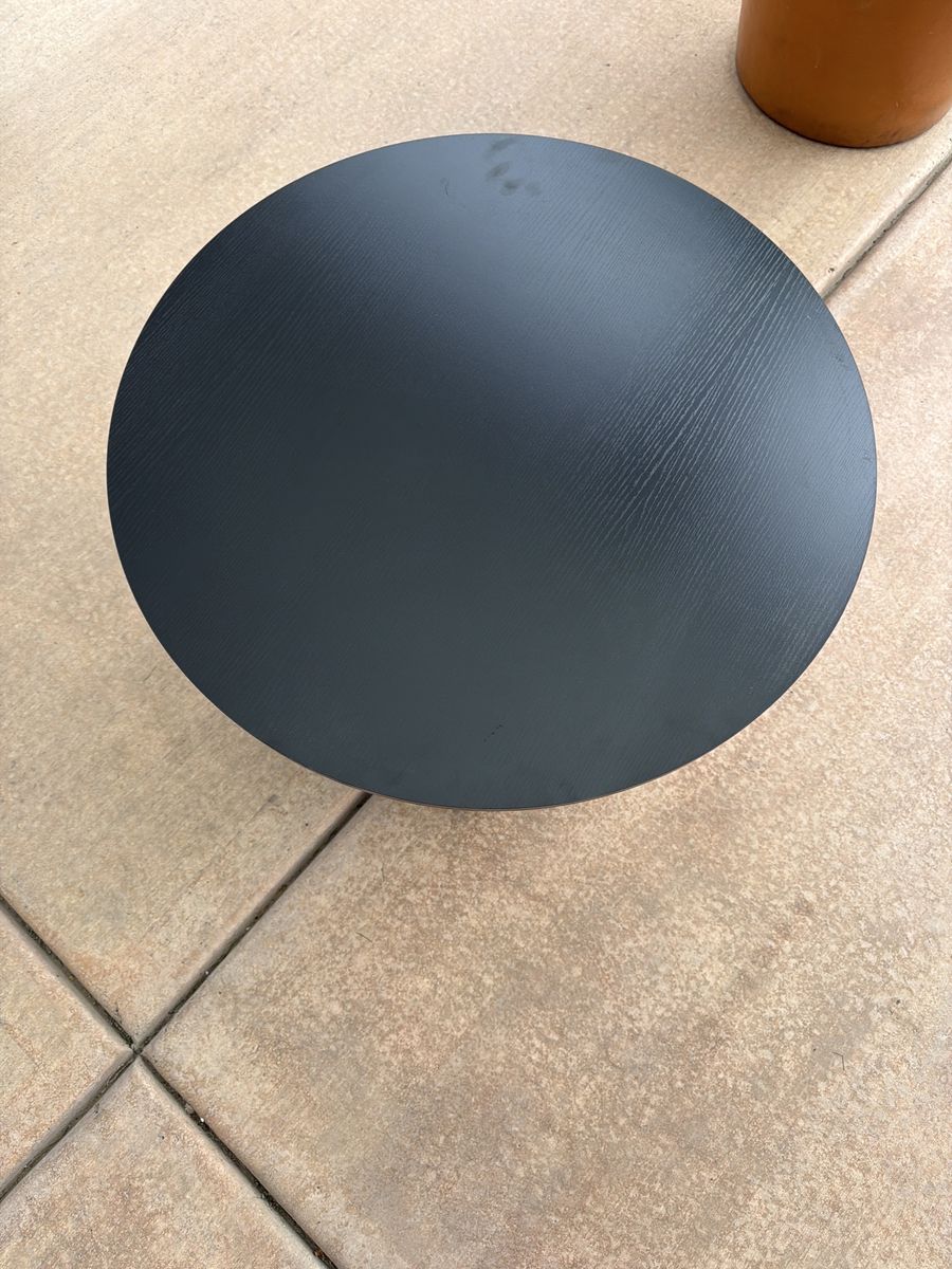 Black Round Coffee Table with Lower Storage Shelf