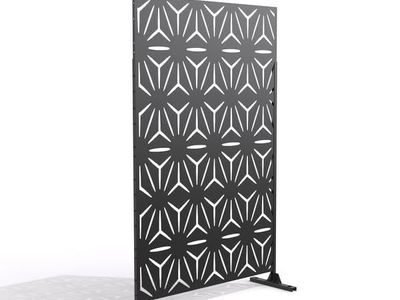 Decorative Metal Privacy Screen Panel - Modern Geometric Pattern, Black Outdoor/Indoor Divider