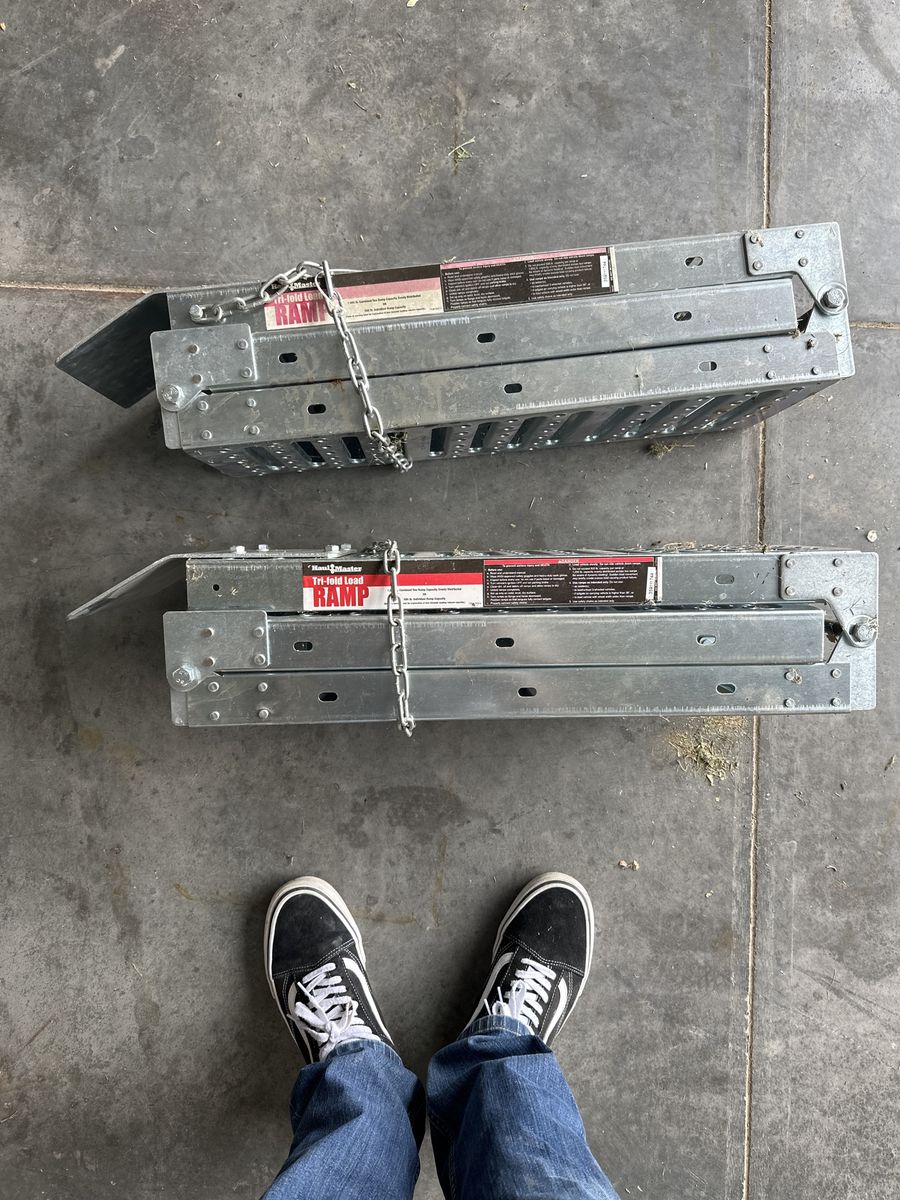 Haul-Master Tri-Fold Loading Ramps (Pair) - 1500lb Capacity, Heavy Duty Steel for ATVs, Mowers