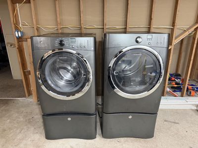 Electrolux Front Load Washer and Dryer Set with Pedestals - Silver