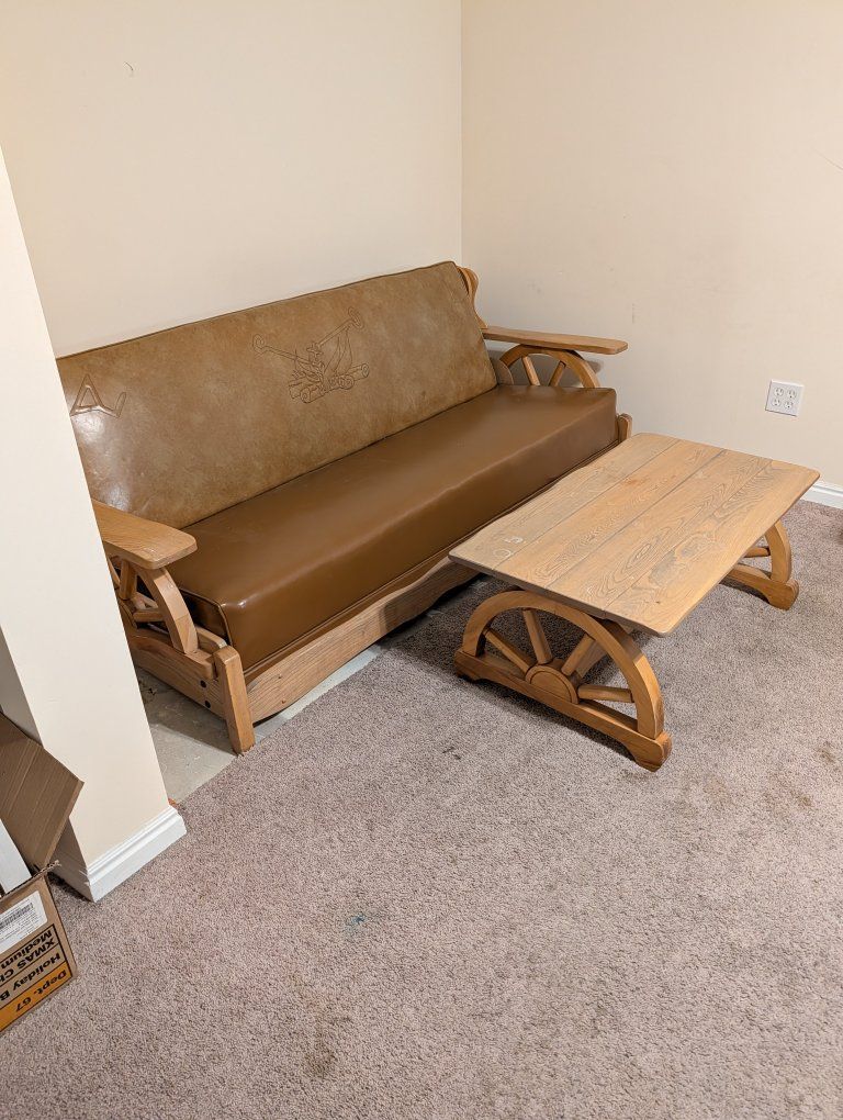 full set of wagon wheel antique furniture