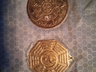 Chinese Zodiac and Bagua Feng Shui Brass Tokens/Medallions Set