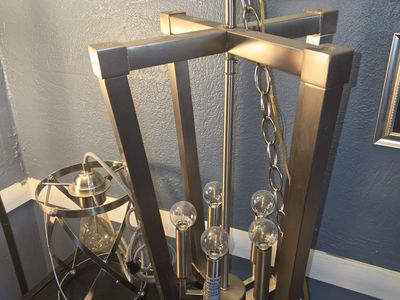 Modern Brushed Nickel Pendant Light Fixture with Open Cage Design