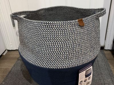 Brand New Huge White & Blue Rope Basket