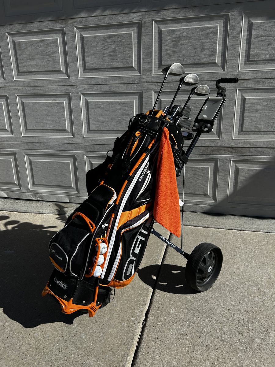 Golf Set, Cart, Bag, Driver, Woods, Irons, Putter