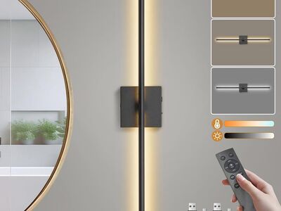 NEW Battery Operated Wall Sconce w Remote,28.3-Inch Wireless Wall Sconces Set of 2,3000K-6000K Dimmable Wall Sconce