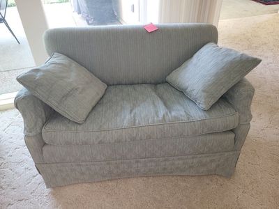 blue green upholstery love seat