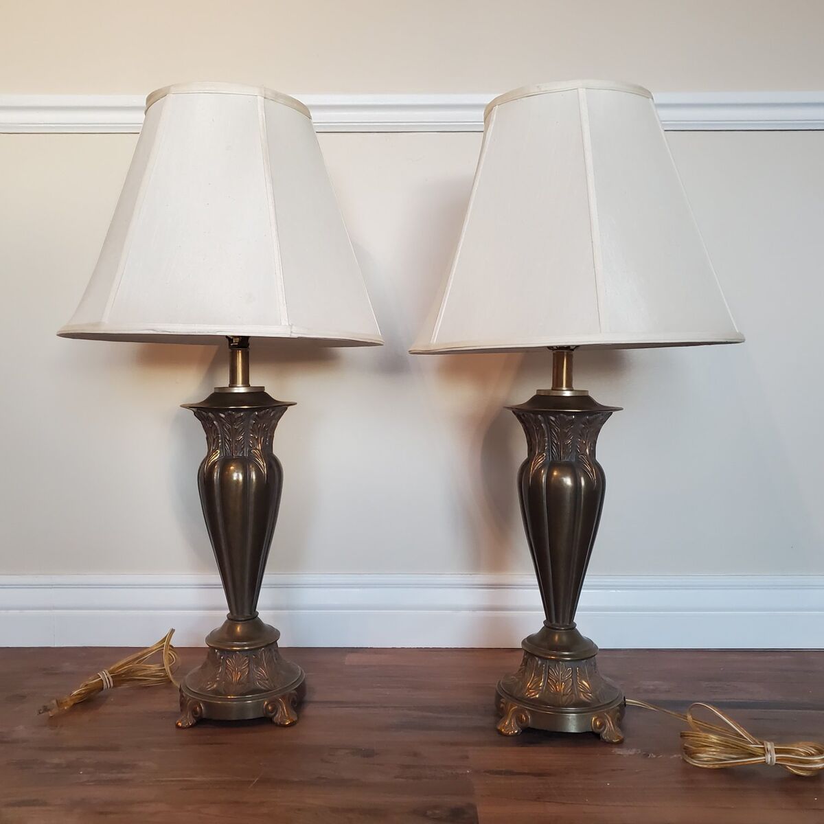Pair of Art Deco Brass Table Lamps Neoclassical