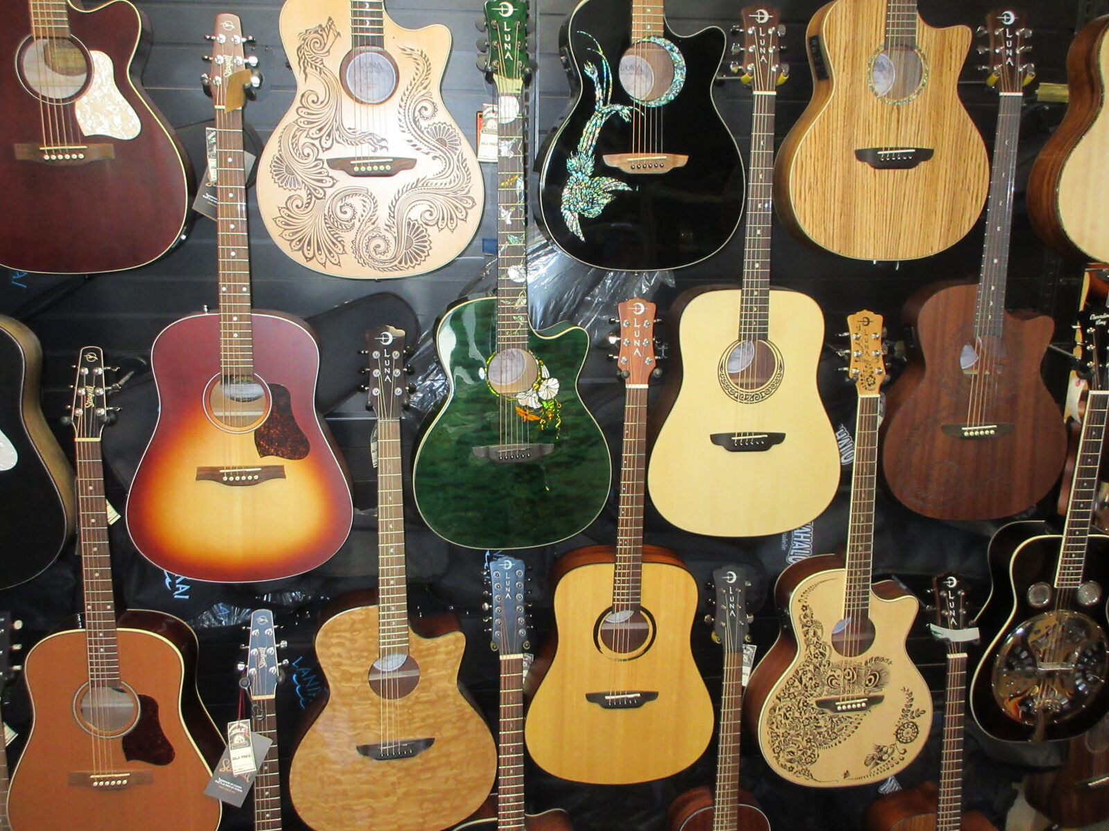 New Luna acoustic guitars so cool from $279.99 to $999.99
