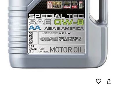 10 Liters Liqui Moly SAE 0W-8 Motor Oil