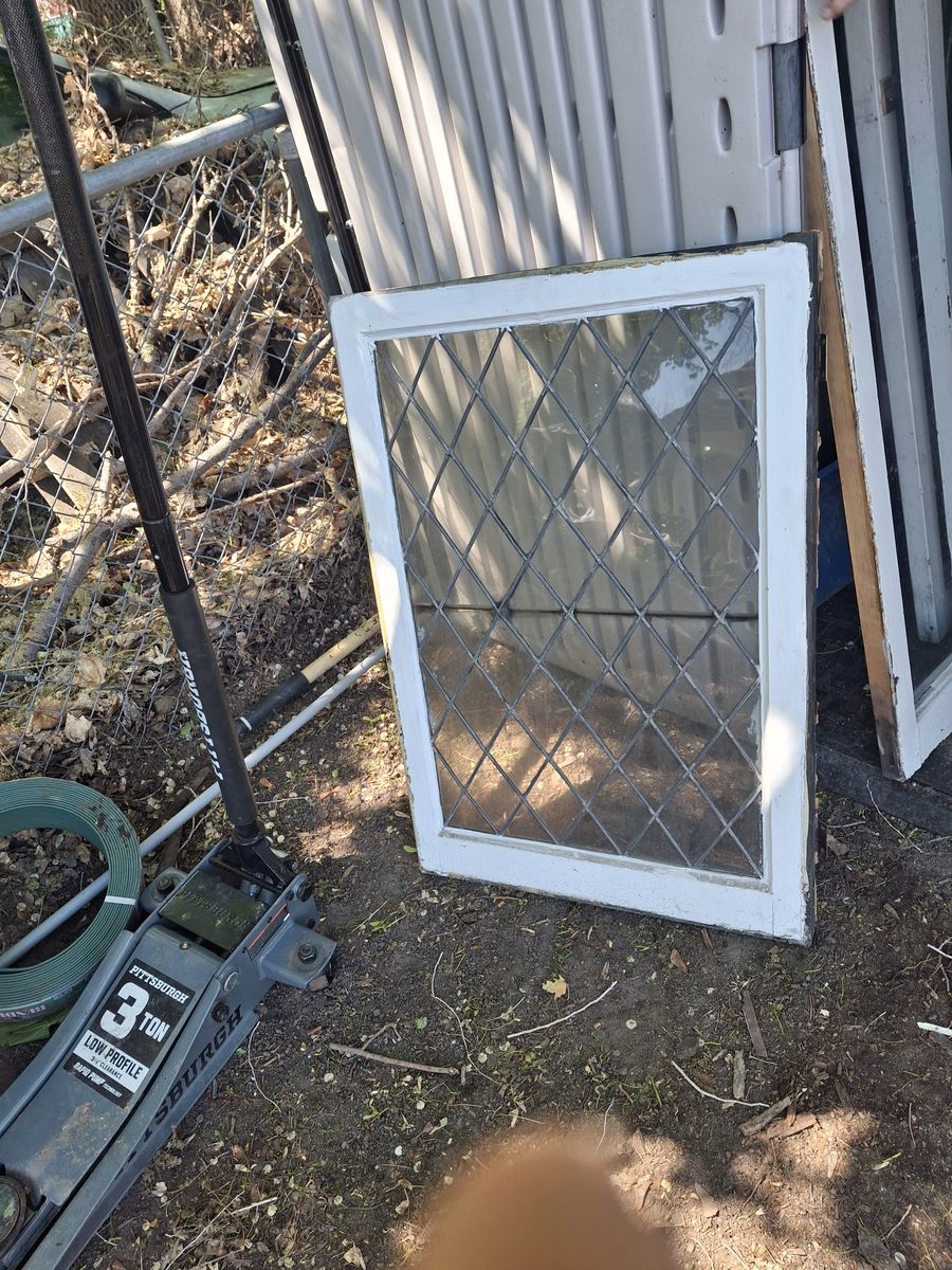 105 yr old leaded glass window.