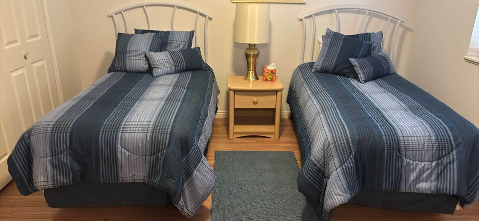 Twin beds, mattresses and bedding