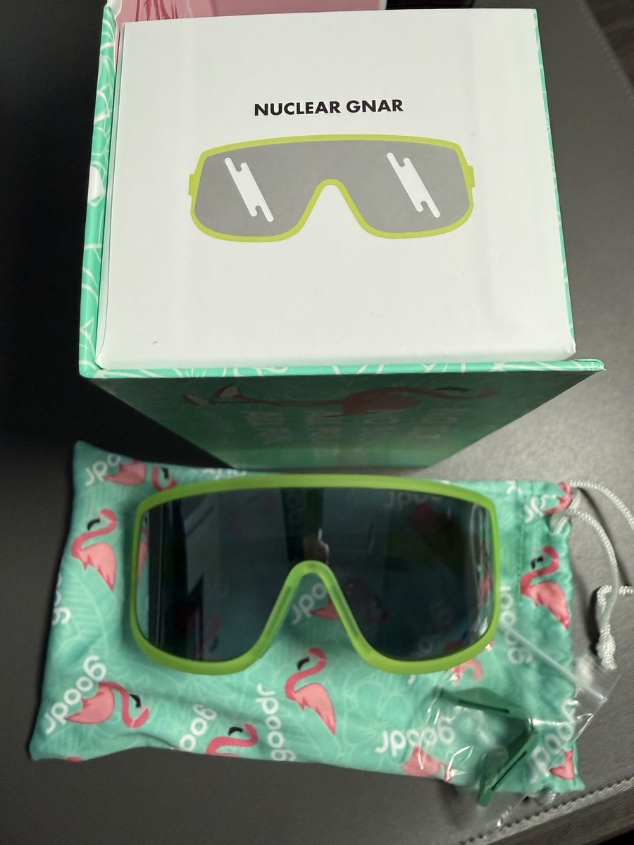 Goodr Wrap G Sunglasses Nuclear Gnar Neon Green Frame Grey Lens with Box