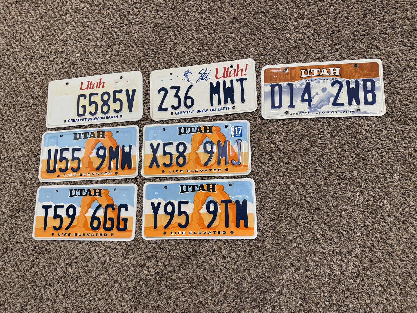 Utah License Plates - arches and skier