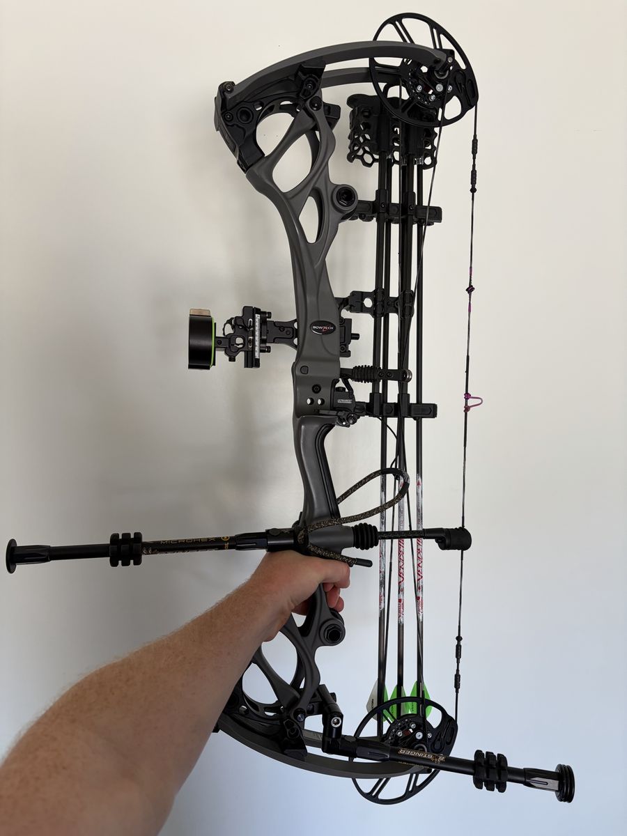 Bowtech Carbon One Compound Bow with Sight, Stabilizers, and Quiver