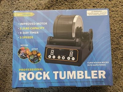 KomeStone Professional Rock Tumbler Kit - 2.5 lb Capacity, 3 Speeds & 9-Day Timer