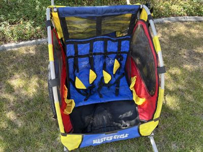 Master Cycle 2-Seat Bicycle Trailer/Stroller - Red/Blue/Yellow, Multi-Child