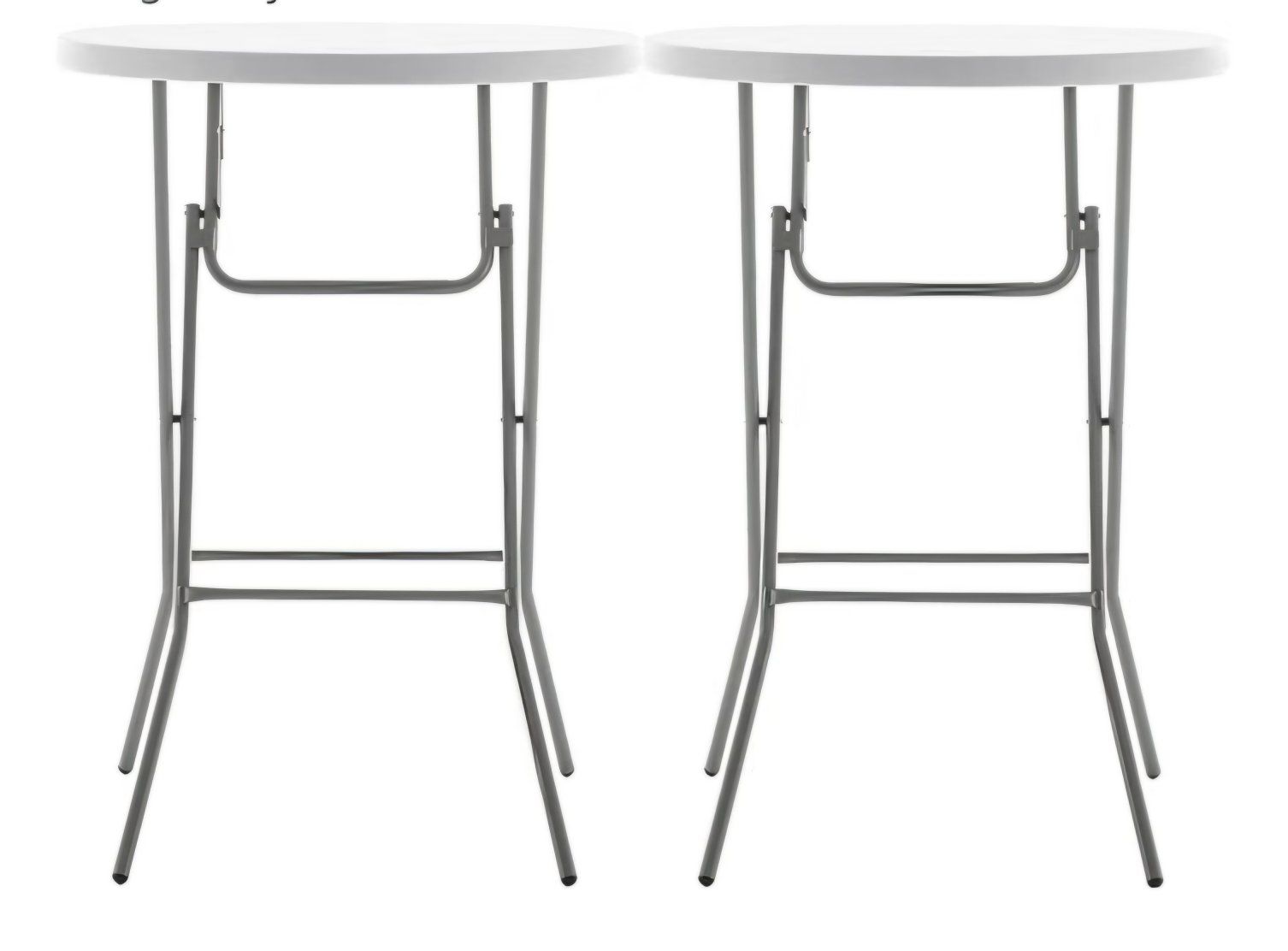 Set of 2 32" Round 43" Bar Height White Granite Plastic Folding Table Portable Commercial Table Banquet Card Coffee Dining