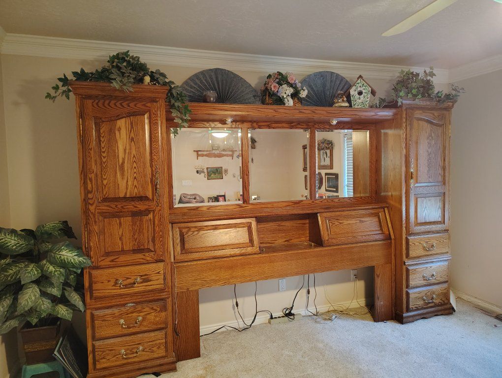Oak Headboard with storage