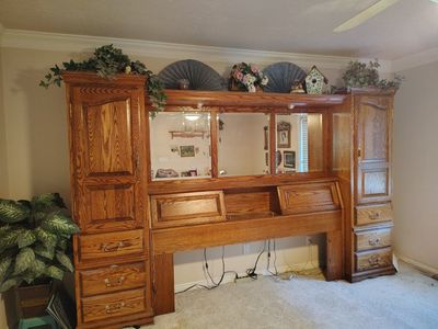 Oak Headboard with storage