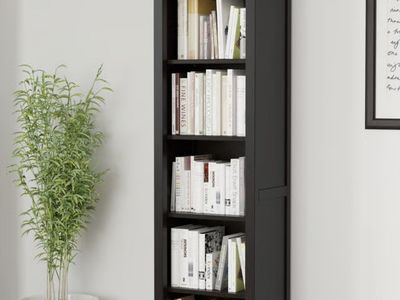 6 shelf gray bookcase