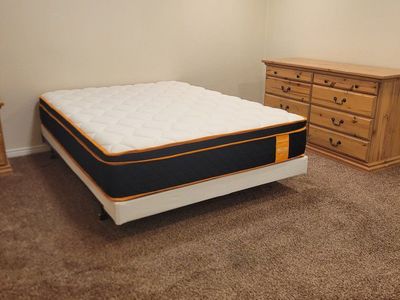 Queen mattress, box spring, bed frame