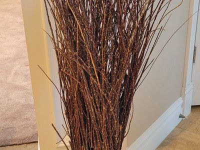 Decorative Branch Bundle with Metal Planter - Rustic Home Decor