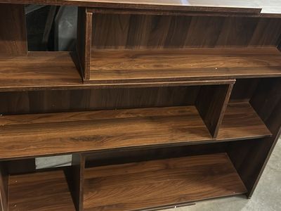Geometric Dark Wood Bookshelf / Display Shelf - Versatile Storage Unit