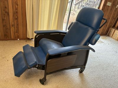 Used Blue Recliner Medical Chair with Wheels - Adjustable and Comfortable