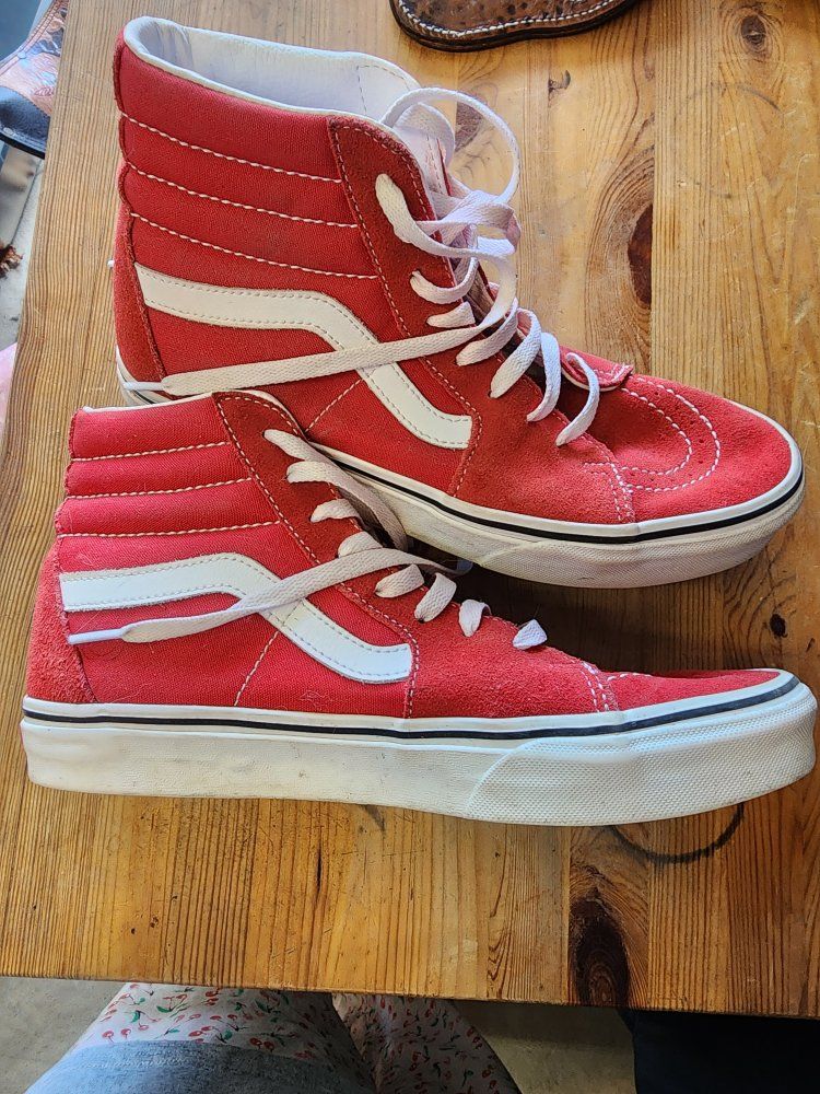 Vans  Red High Top Canvas  Skate Shoes Men's Size 9