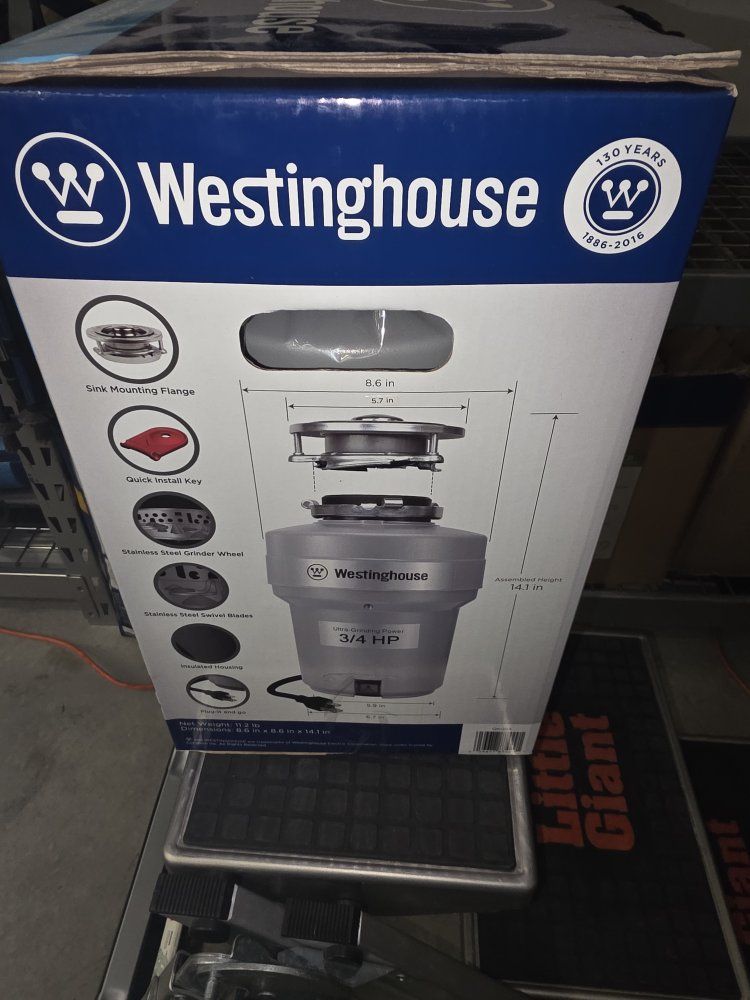 Westinghouse 3/4 HP High Torque Garbage Disposal w/ Stainless Steel Blades, Quick Install