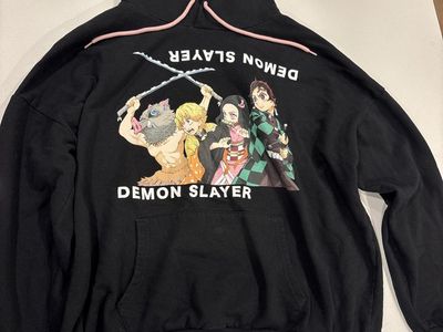 Demon Slayer Anime Graphic Hoodie Black Size XXXL fits like an L/XL