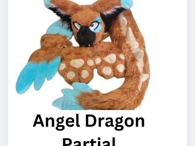 Angel Dragon Partial Fursuit - Fully Lined, Wings, Paws, Floor Dragging Tail, 3D Printed Teeth