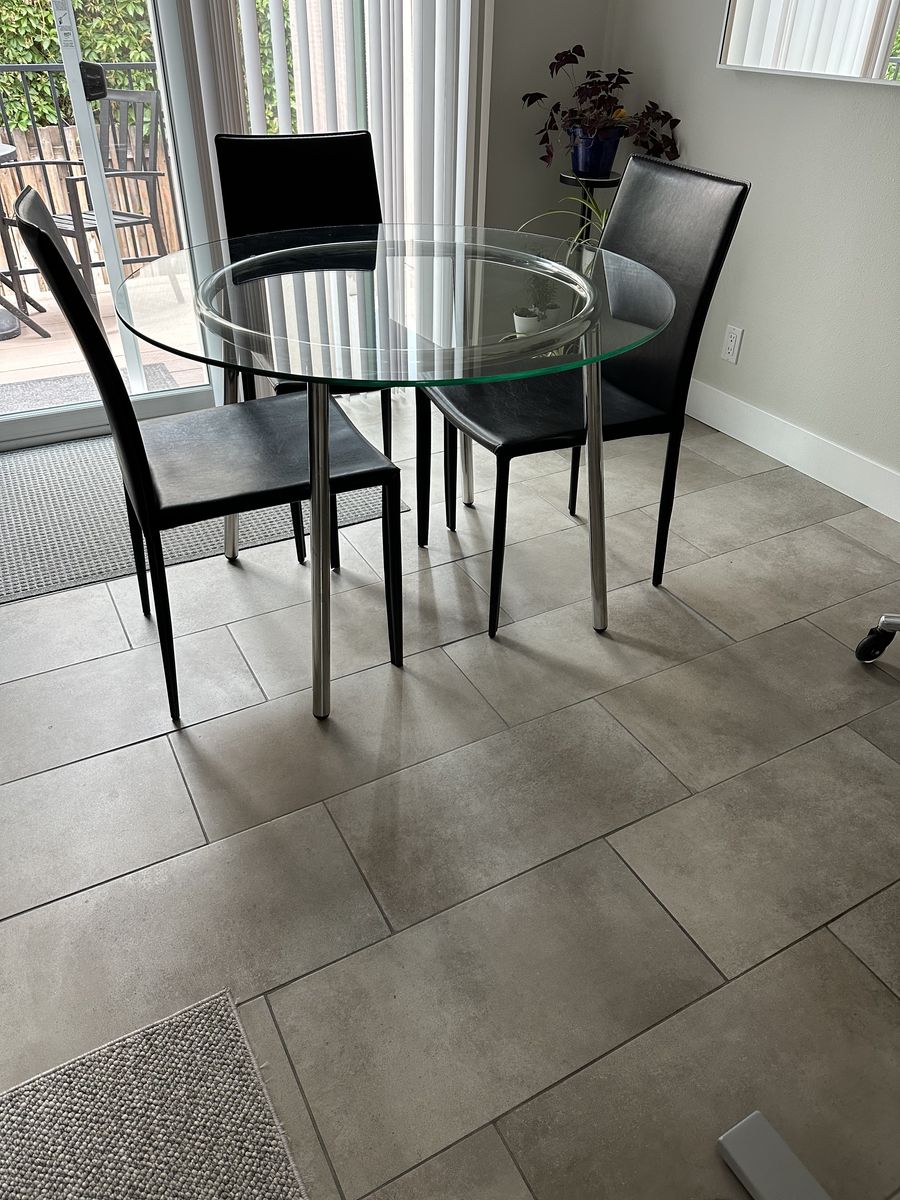 Glass round table IKEA and three chairs