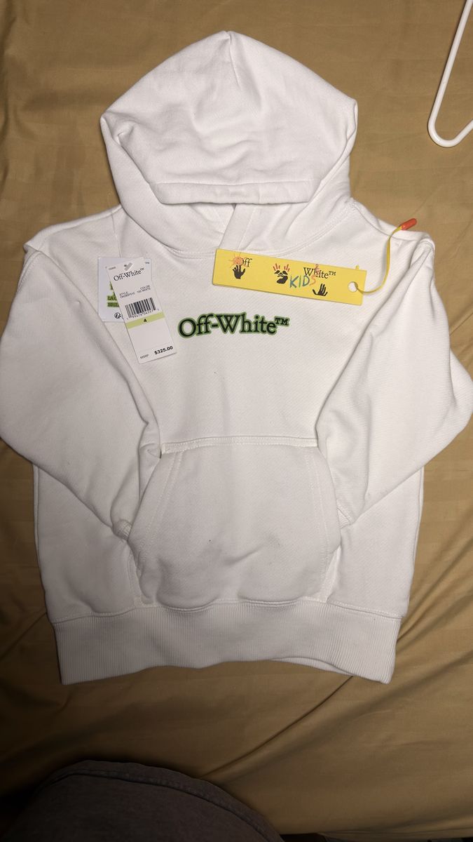 Off-White Kids White Hoodie Size 4 New with Tags