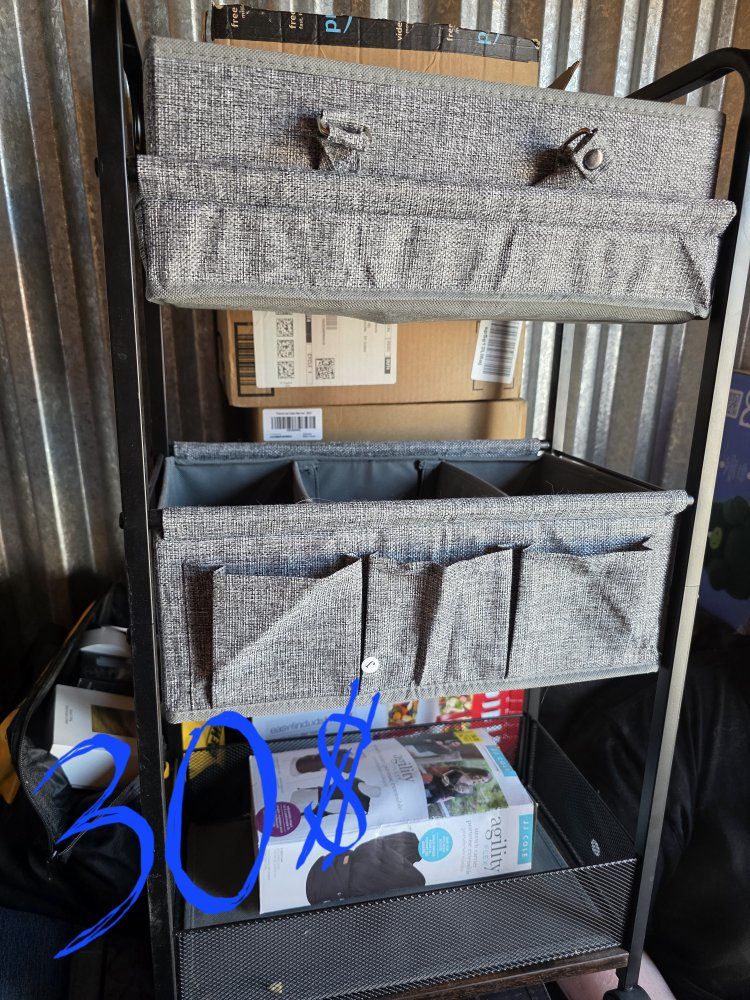 Organizer Rolling Cart with Fabric Drawers - Gray, Multi-Pocket Storage