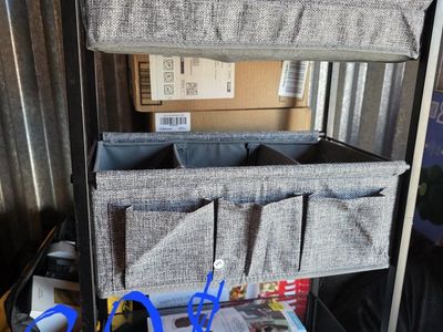 Organizer Rolling Cart with Fabric Drawers - Gray, Multi-Pocket Storage