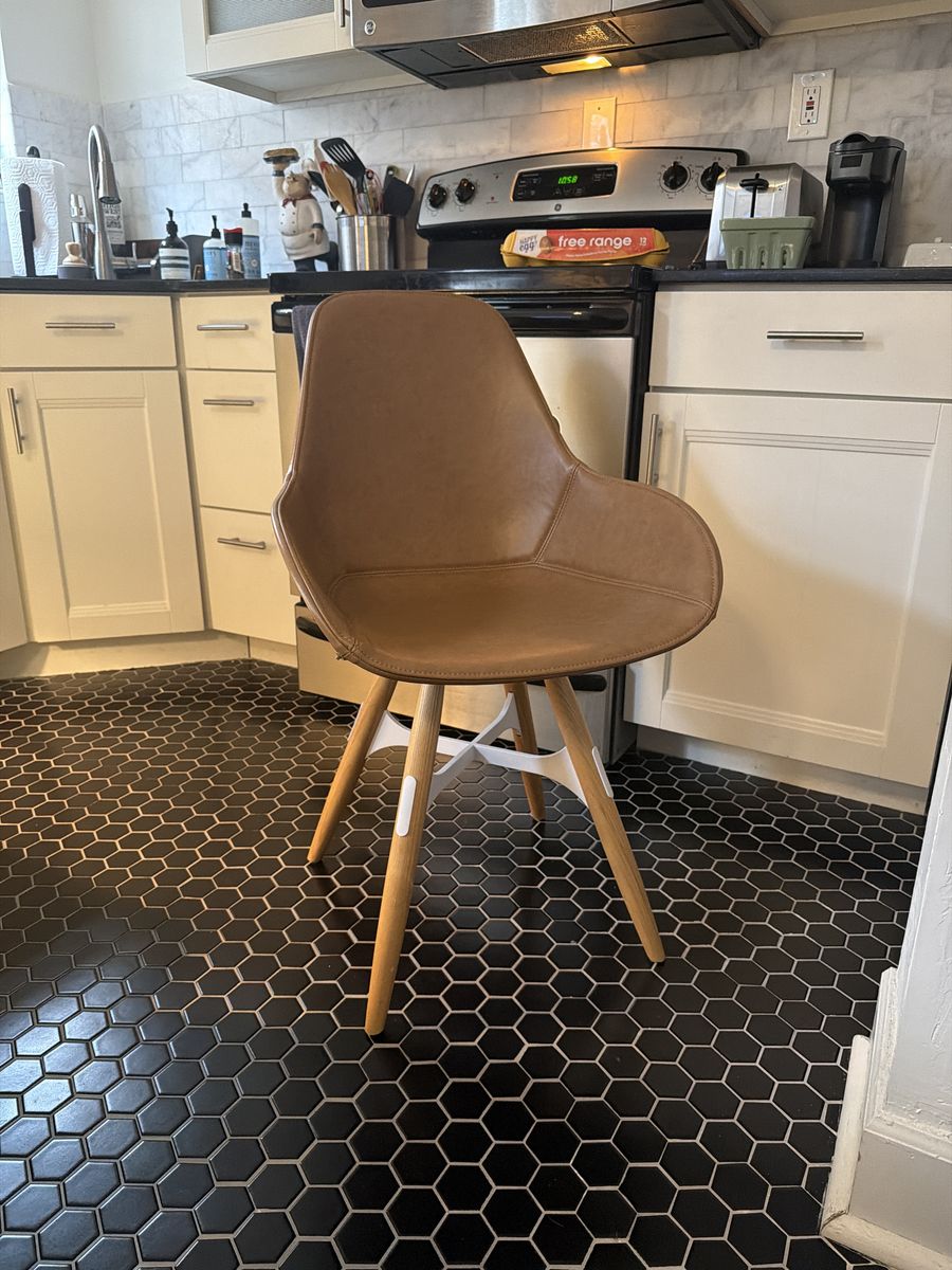 Mid Century Modern Cognac Leather Dining Chair