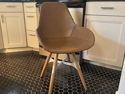 Mid Century Modern Cognac Leather Dining Chair