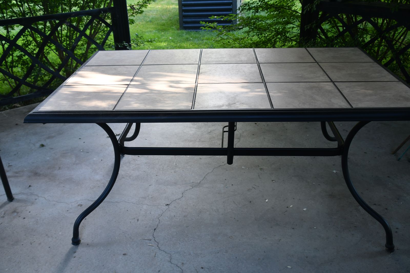 LARGE BLACK METAL & TILE PATIO TABLE ~ 40" x 64" x 29" ~ QUALITY ~ CLEAN!
