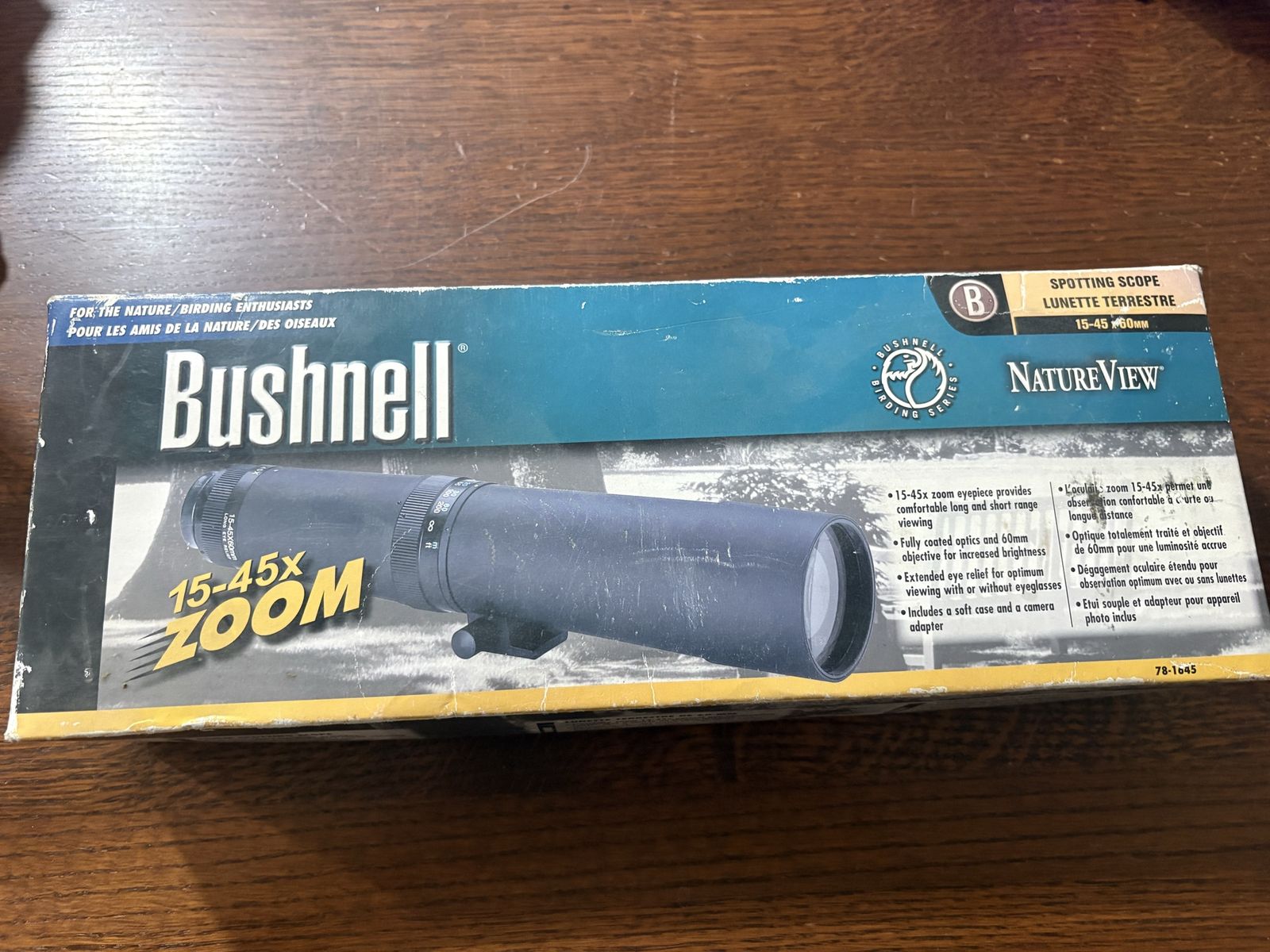 Bushnell NatureView 15-45x Zoom Spotting Scope with Telephoto Adapter & Case