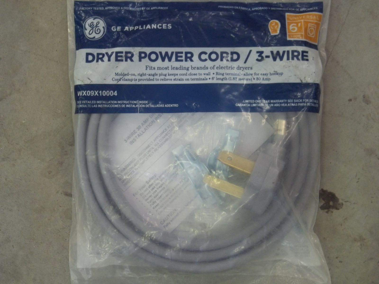 G.E Dryer Power Cord 3 Way