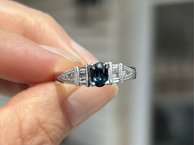 STUNNING 14k GOLD NATURAL SAPPHIRE and DIAMOND RING