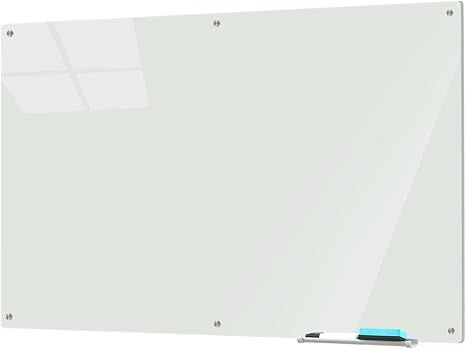 Glass Whiteboard 6'x4', Magnetic Glass Dry Erase, Frameless Wall Mounting, for Office Home & School
