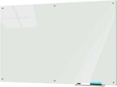 Glass Whiteboard 6'x4', Magnetic Glass Dry Erase, Frameless Wall Mounting, for Office Home & School