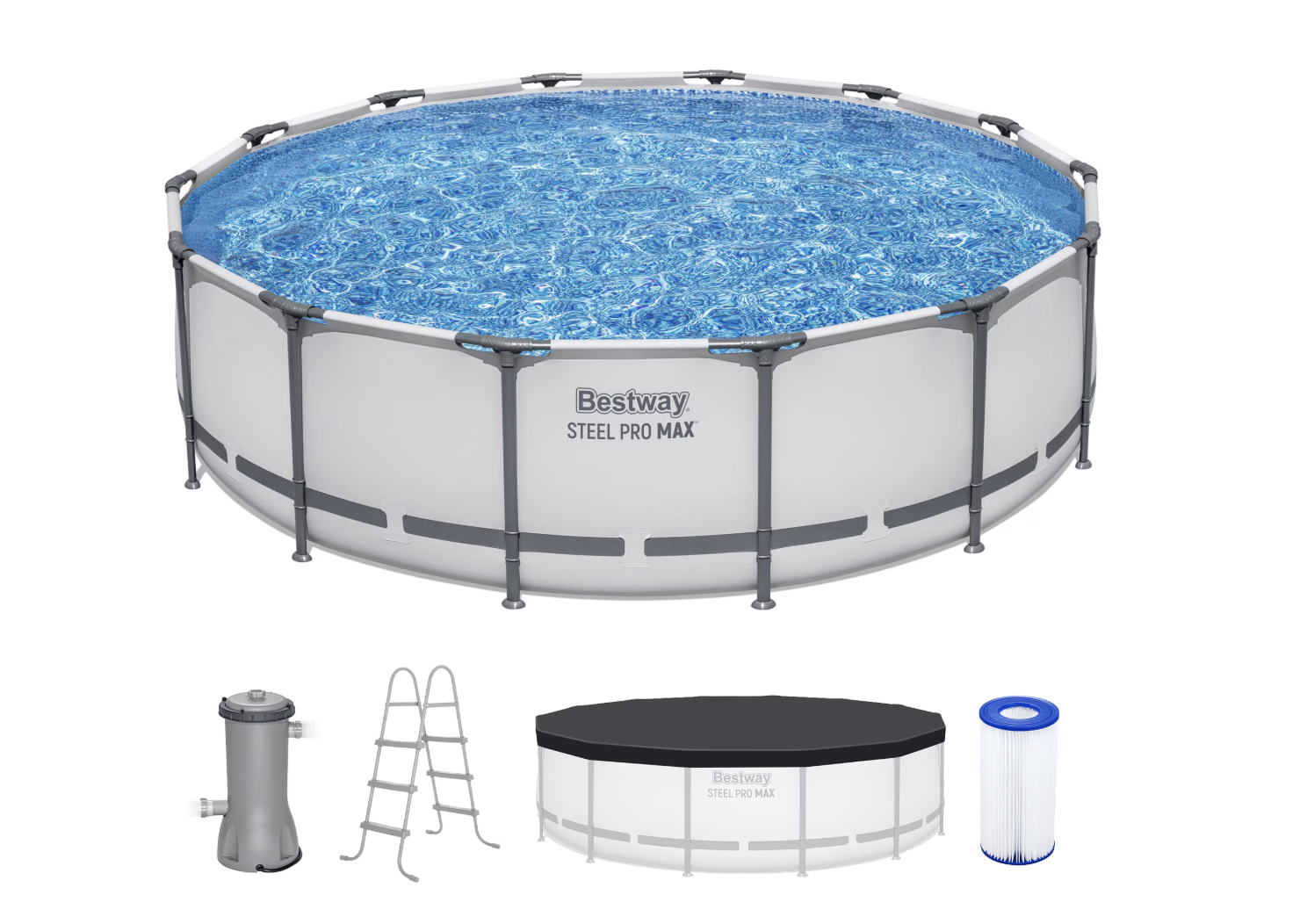 New in Box Bestway: Steel Pro MAX 14' x 42" Swimming Pool C Includes Filter, Pump, Ladder & Cover