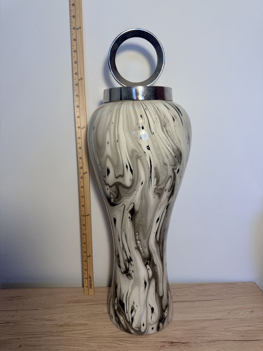 Decorative hand-painted or fluid art marble swirl vase/urn.