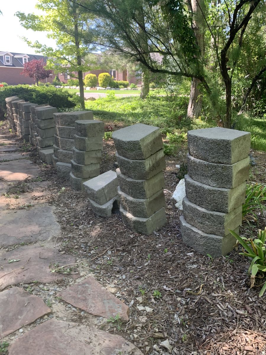 Grey Cement retaining wall blocks. 16 x 6 x 11.5