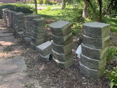 Grey Cement retaining wall blocks. 16 x 6 x 11.5